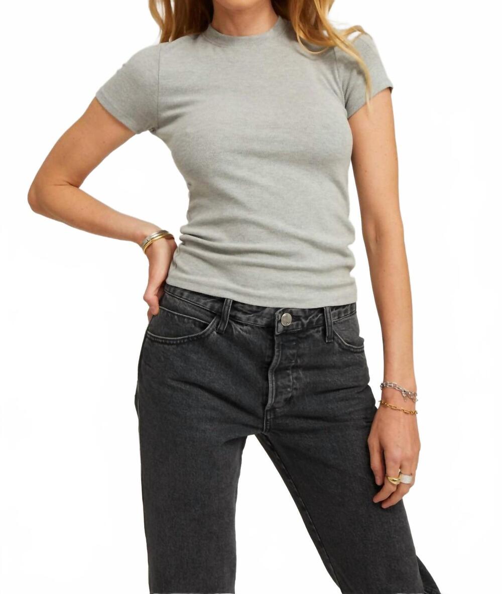 NEW SPRWMN women's rib baby top in heather grey